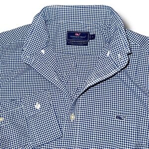 VINEYARD VINES Performance Shirt Small Gingham Classic-Fit Tucker Button-Down